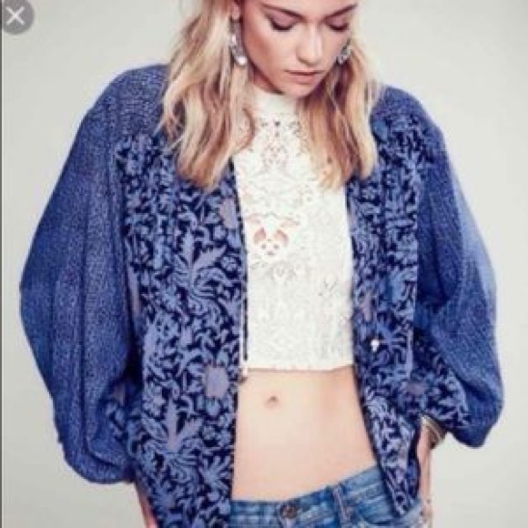 Free People Jackets & Blazers - Free People Mixed Print Paisley Bohemian Balloon Sleeve Oversized Kimono M